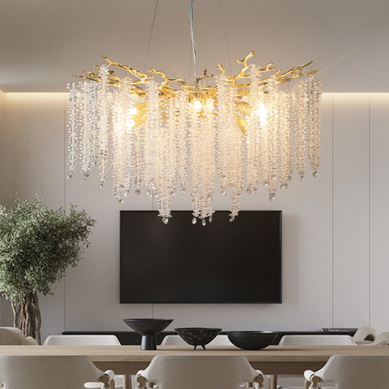 Lustre en cristal Paree, Doré, H 19,7 po x l 23,6 po x P 23,60 po, 8
