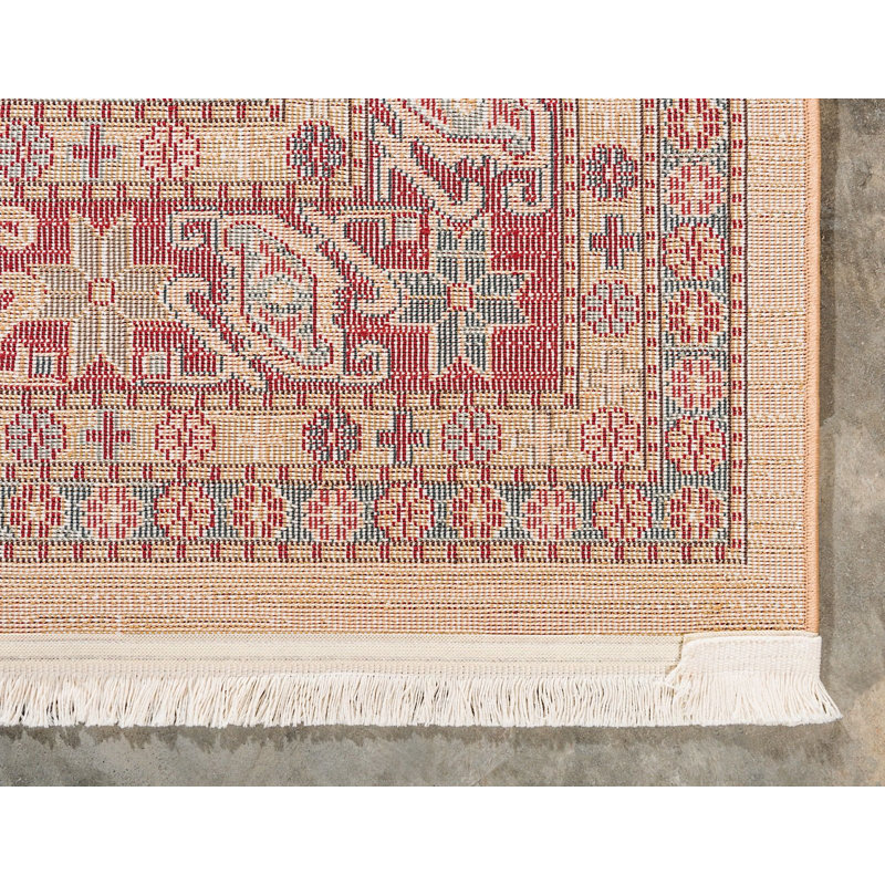 Tapis beige/rouge sud-ouest Lauri, Rectangle 5 pi x 8 pi