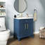 Ensemble lavabo de salle de bain moderne de 70,6 cm (27,8 po) avec surface peinte, lavabo de salle de bain autoportant de style milieu du siècle avec rangement, meuble-lavabo haut de gamme avec poignées en métal-770869706
