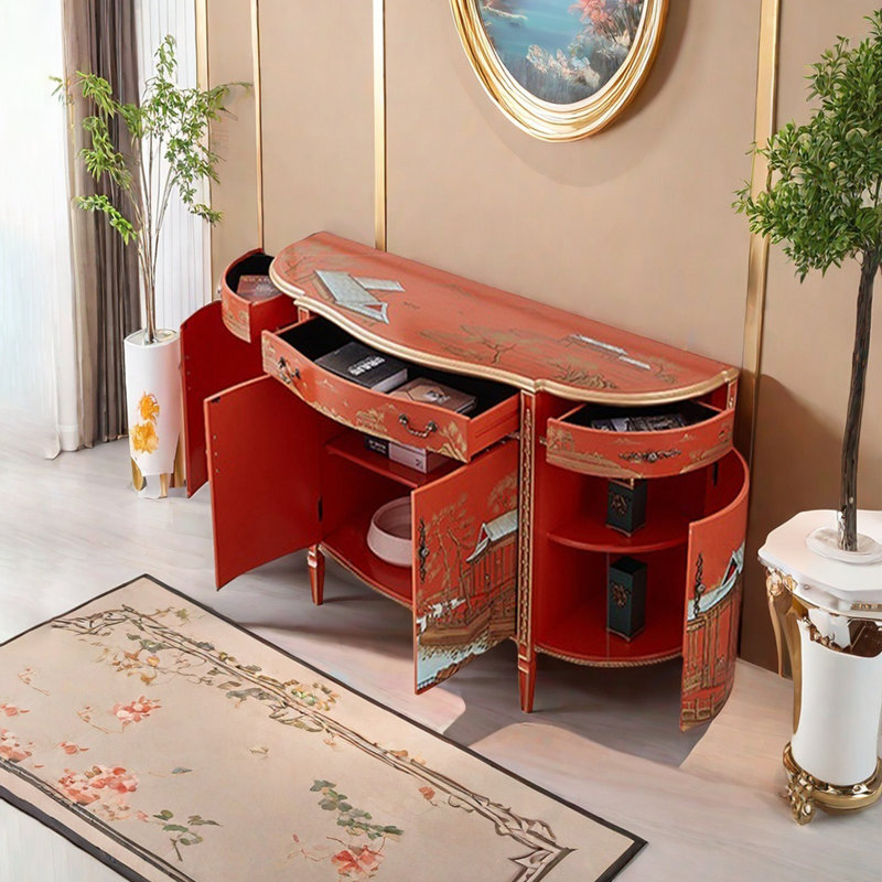 Buffet luxueux demi-cercle de style français, 35.43" H x 59.06" W x 15.75" D