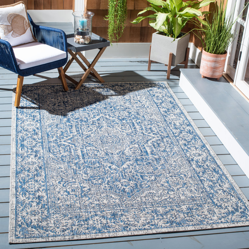 Tapis oriental d'intérieur / extérieur Ieuan Performance, Rectangle 8 pi x 10 pi