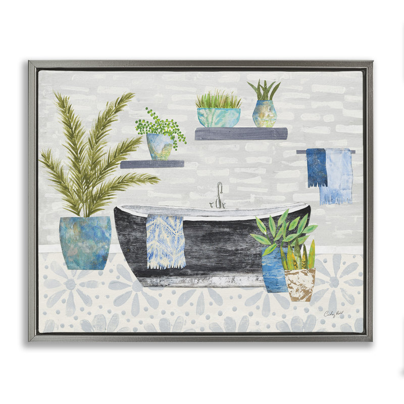  «Botanical Bath & Rustic Plants Floater», art mural sur toile par Courtney Prahl, H 17 po x l 21 po
