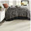 Ensemble de literie 5 pièces luxueux en coton jacquard noir de style classique pour très grand lit
