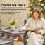 Outsunny Wooden Garden Bistro Set, 2 Seater w/ Umbrella Hole, Light Grey