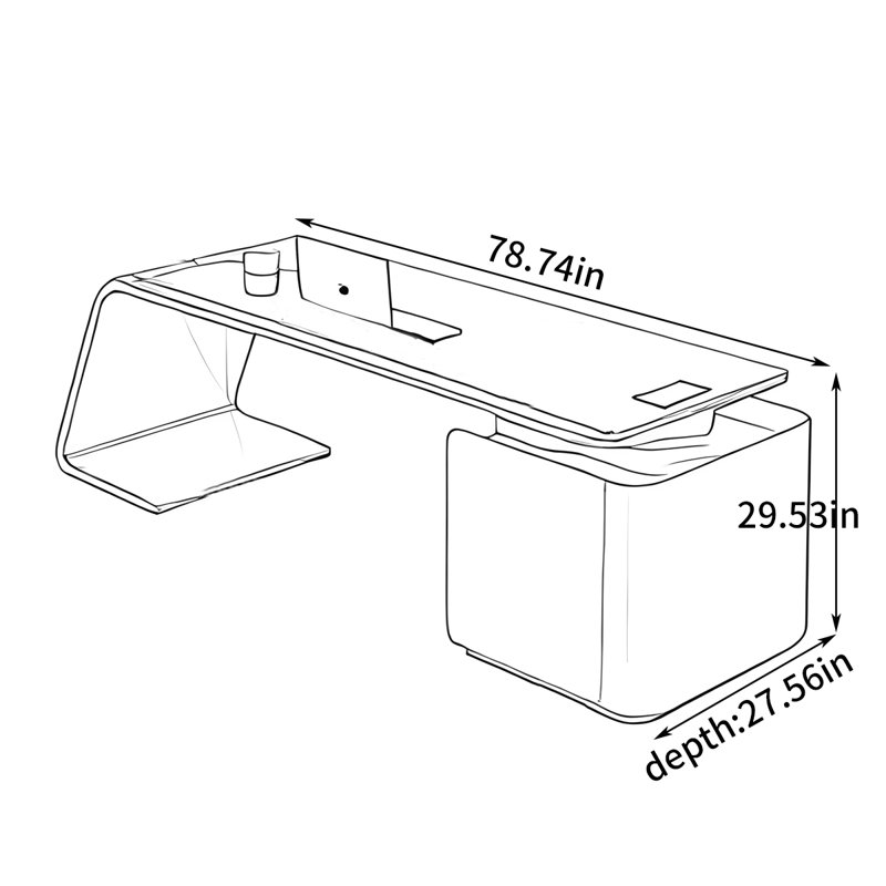 Bureau peint à l'italienne, H 29,53 po x l 78,74 po x P 27,56 po