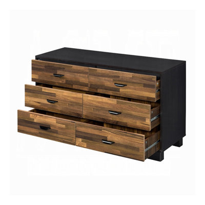 Crantor 6 - Drawer 46.6" W Double Dresser in Black and Walnut by Millwood Pines