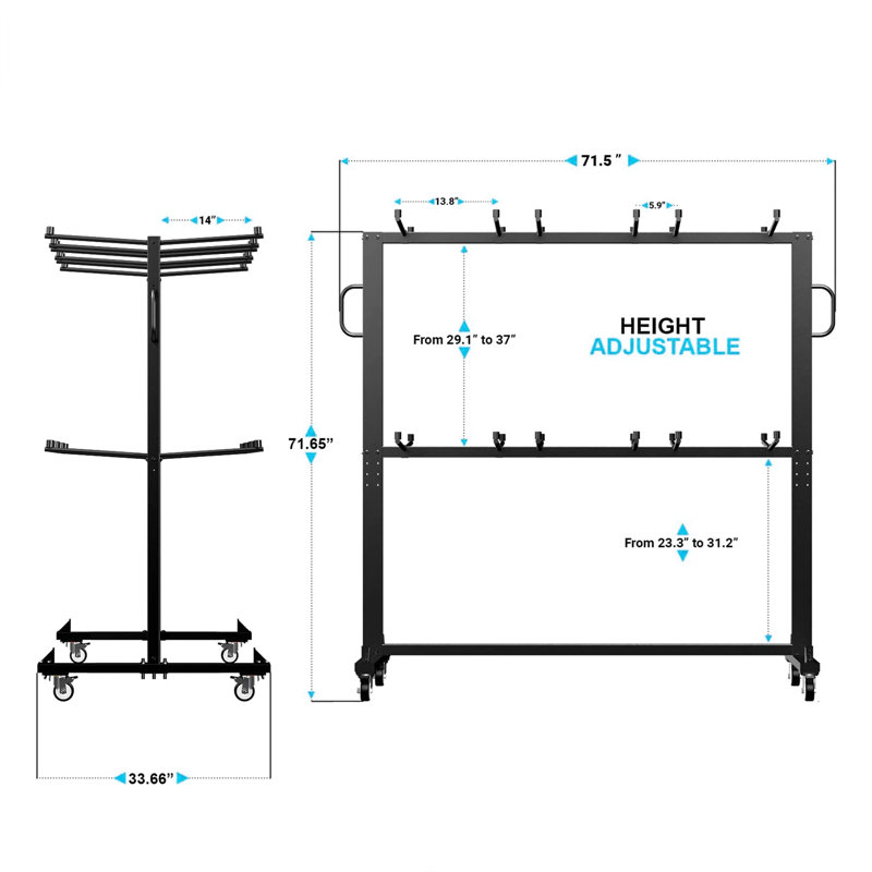Chariot mobile pour chariot et table Hawkins, H 73,5 po x l 71,5 po x P 33,5 po