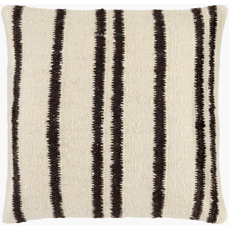 Becki Owens X Livabliss Solea Accent Pillow, Square 20", Ivory Striped, Polyester