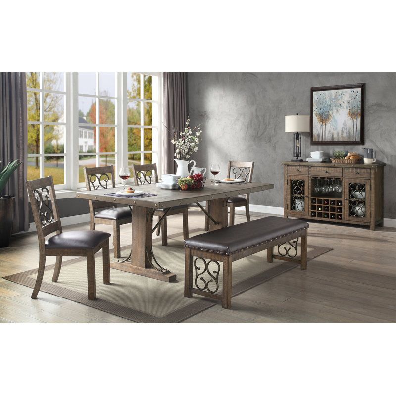 Raphaela Dining Table In Weathered Cherry Finish DN00980