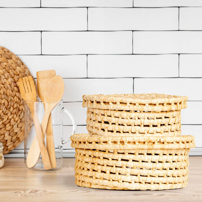 Corn Leaf Spiral Nestable Baskets With Lids