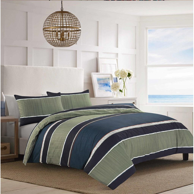 Kylierae Cotton Blend Striped Duvet Cover Set with Pillowcases, Super King - 2 Standard Pillowcases