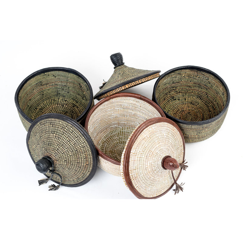 Panier en ruppie maritime Marmite, Blanc/brun