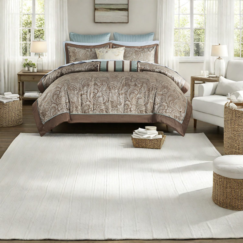 Ensemble de literie élégant en coton douillet à motif cachemire 12 pièces pour très grand lit californien