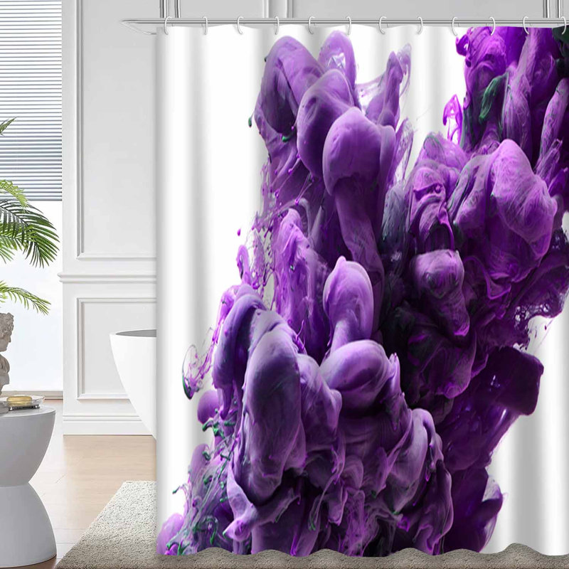 Rideau de douche imperméable mauve, rideaux de douche pour la salle de bain avec 12 crochets, L 72 po x l 72 po