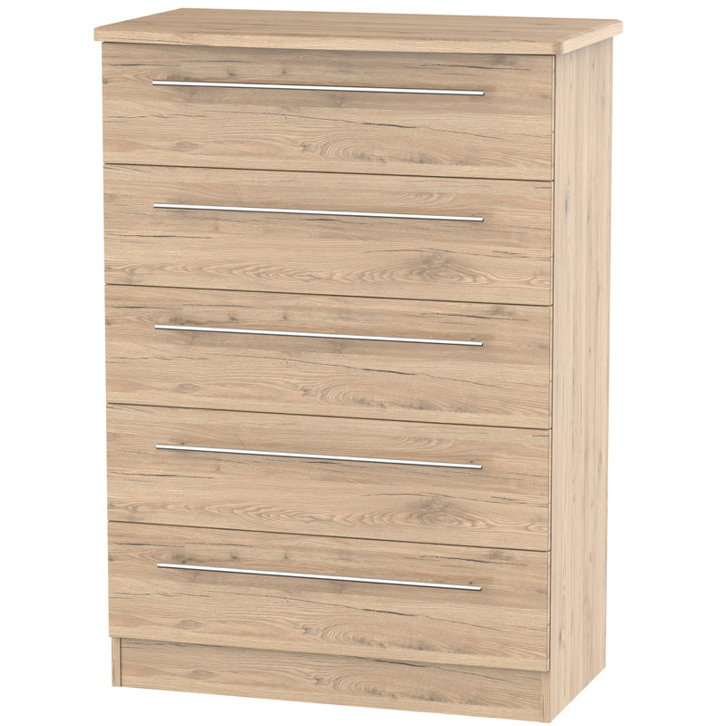 Fully Assembled Lyndale 5 Drawer Chest, Bordeaux Oak