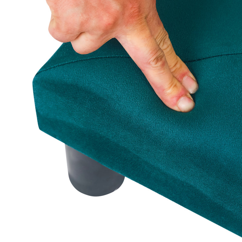 Cebrail Velvet Ottoman, Green Velvet