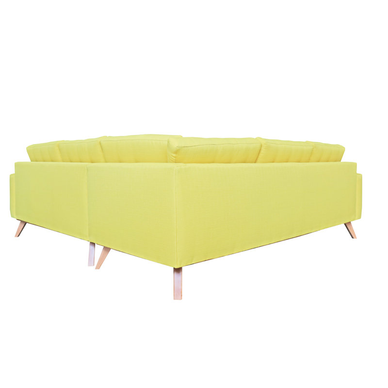 Canapé modulaire de coin en coton 96 po Amber, Accoudoir à gauche (vu de face), Ensoleillé Klein, Naturel