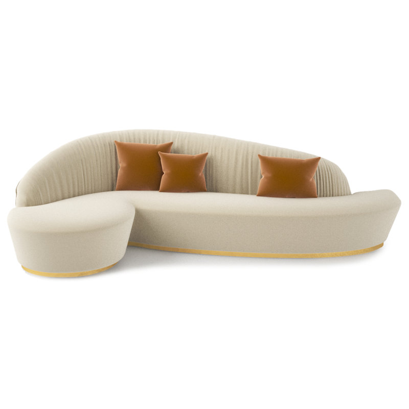 Canapé courbé sans accoudoirs 98,4 po Sophia, Mélange de coton beige