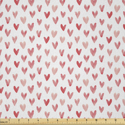 Dakar Hearts Retro Painted Ornamental Love Shapes Simple Minimalistic Design Art Fabric