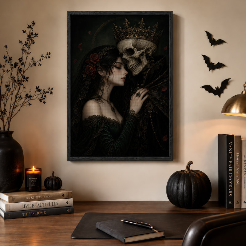 Art gothique sur toile, femme gothique et couronné, 36"H x 24"W