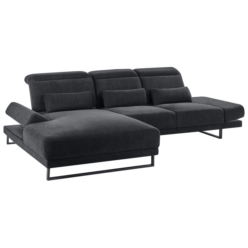 Corner Sofa Bojka 4 Seater Right Hand, Black Polyester
