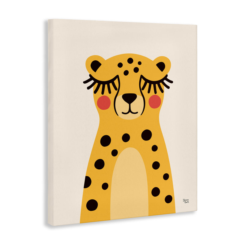 Toile jaune guépard, conception par Jessica Beck, H 20 po x l 16 po