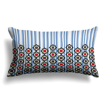 Blooming Bouquet Stripes  Rectangular Throw Pillow