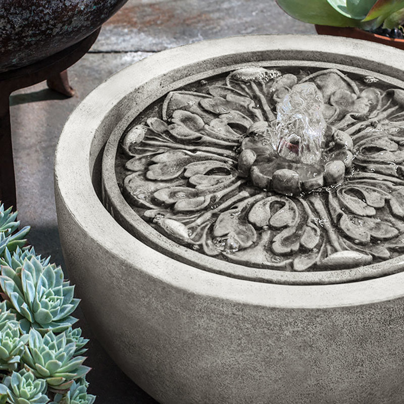 Medallion Hand Crafted Weather Resistant Birdbath Fountain, Natural
