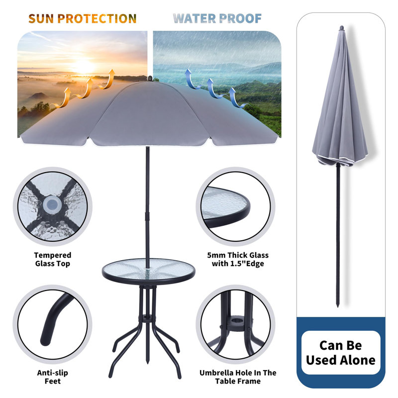 Shylea 2 - Person Patio Dining Set with Round Table