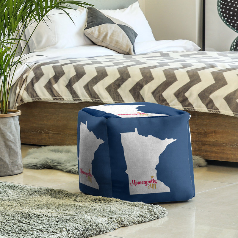 Repose-pieds cubique minneapolis sports, Bleu marine/blanc