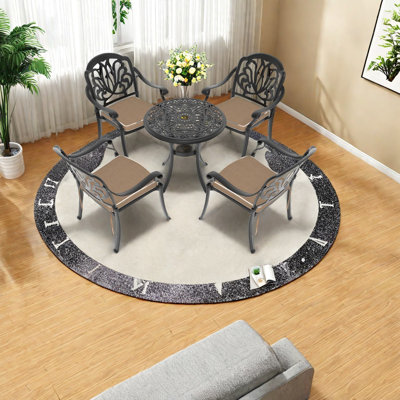 Elegant 5-piece Dining Table Set, Aluminum Construction, Outdoor Charm