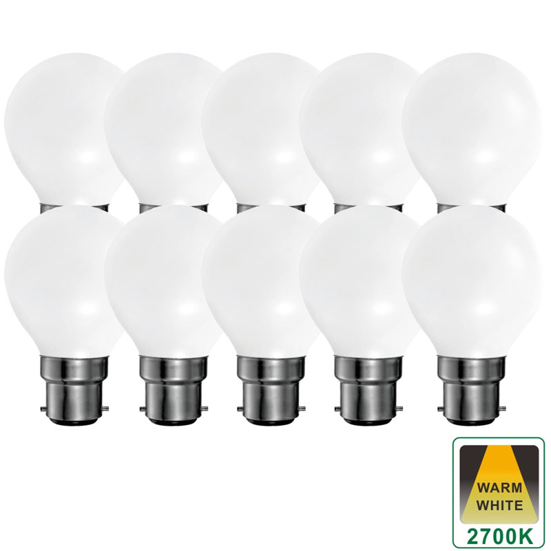 5W B22 Dimmable LED 3000K Golf Light Bulb Opal (Set Of 10)