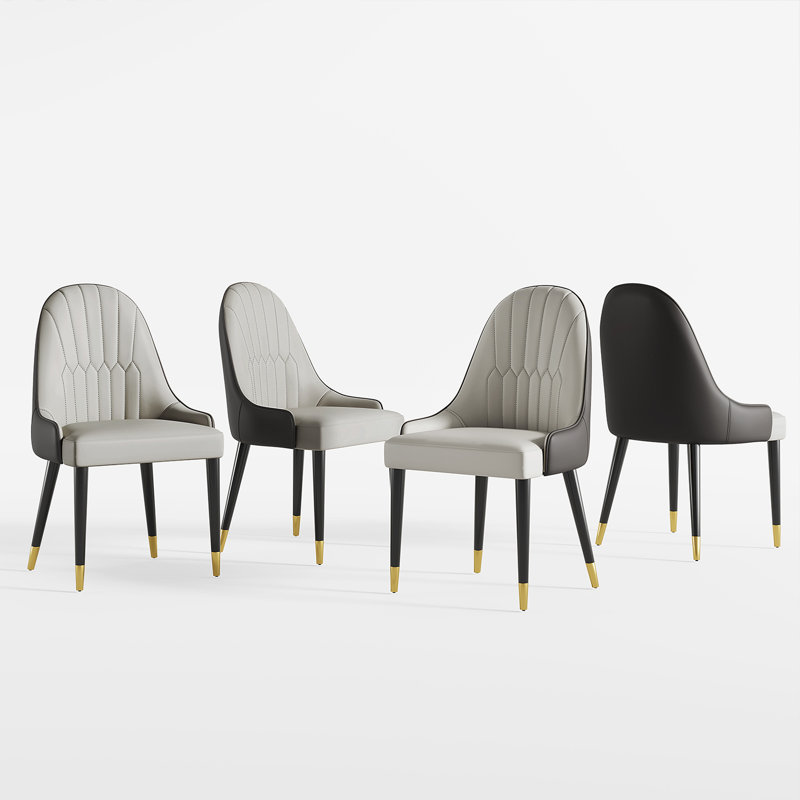 Chaise d'appoint rembourrée en similicuir Frania, Brun foncé / beige, 4