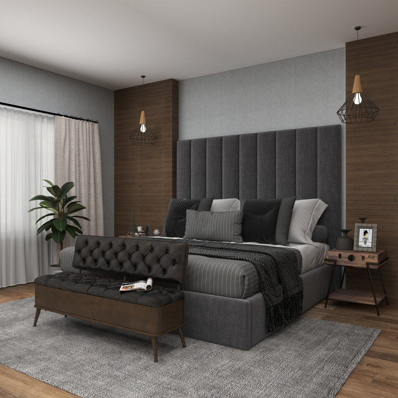 Banc de rangement noir en métal avec similicuir capitonné, 54 po x 19 po x 31 po