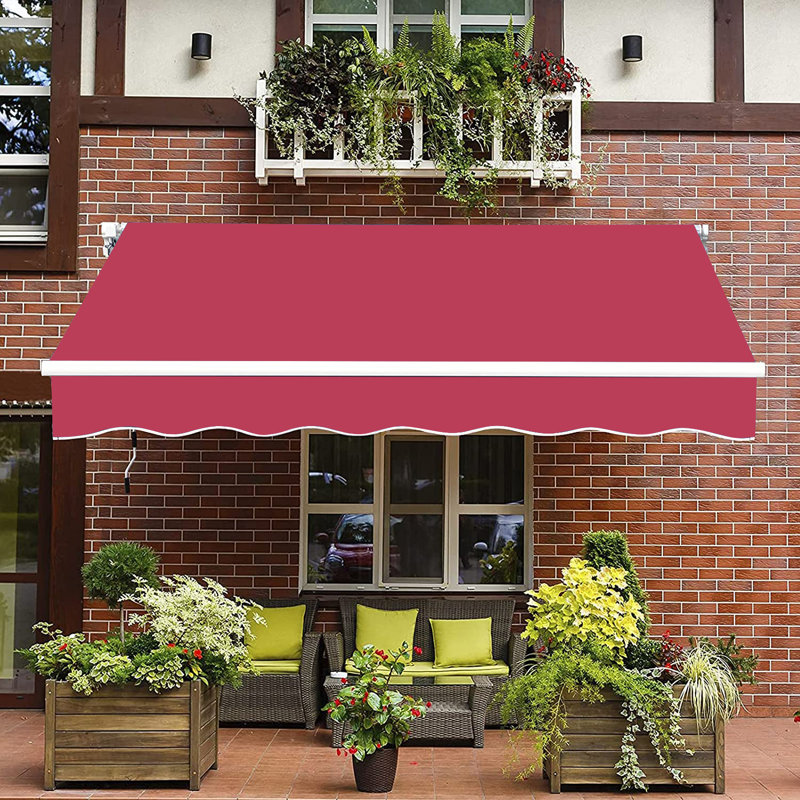 JOVNO 60'' Fabric Cover Retractable Patio Awning, Red, 60" H x 157.2" W x 98.42" D
