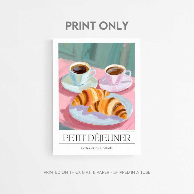 Petit déjeuner - French Café Breakfast, reproduction d'art, H 7 po x l 5 po, Ne s’applique pas, Impression sans cadre