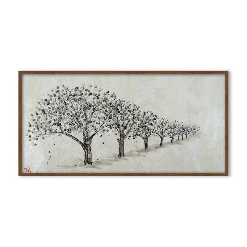 Nature Inspired "Echoes of the Forest" Canvas Wall Art By Karen Biery, 12" H x 24" W, Framed Matted Print, Beige