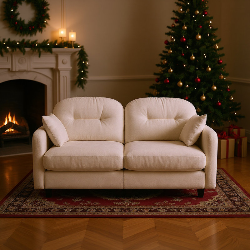 74″ Modern Chenille Fabric Sofa – Tufted Back, Cloud-Comfort Cushions, Elegant Armrests & Durable Frame, Beige, Beige