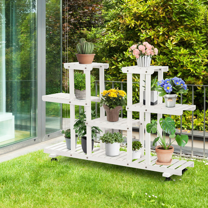 Plant Stand, 21.5" H x 47.5" L x 13" D, White