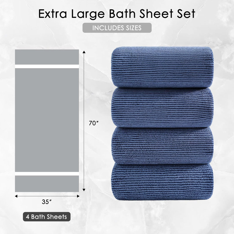 Ensemble de draps de bain surdimensionnés en microfibre 650 g/m², doux, moelleux et ultra-absorbants, pour la salle de bain, la plage et le spa.