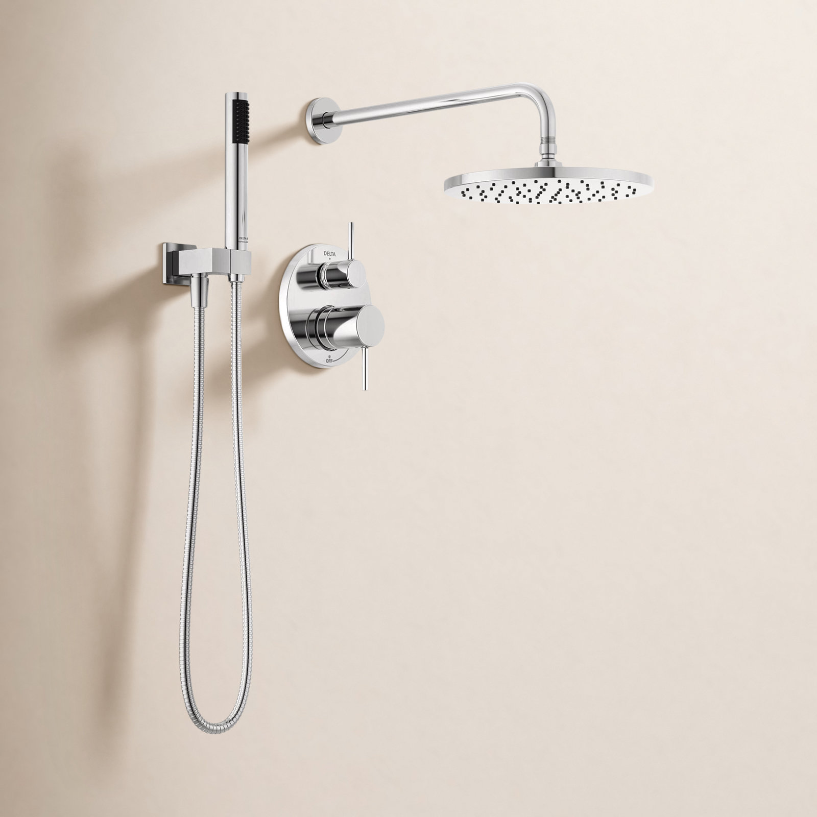 Raincan Round Shower System with Handheld Spray, Chrome