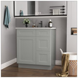 Versatile 30 In. W X 21 In. D X 34.5 In. H In Shaker Dove Plywood Ready To Assemble Floor Vanity Sink Base Kitchen Cabinet With Right Door