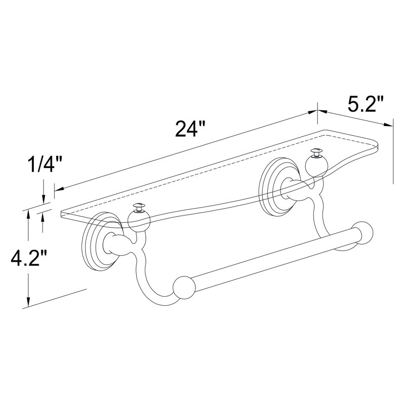 Chelsea 24" Shelf with Towel Bar, Oil Rubbed Bronze-Hand Relieved