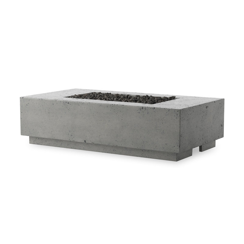 Kenton Outdoor 60" Concrete Fire Pit Table, Pewter Concrete, Natural Gas