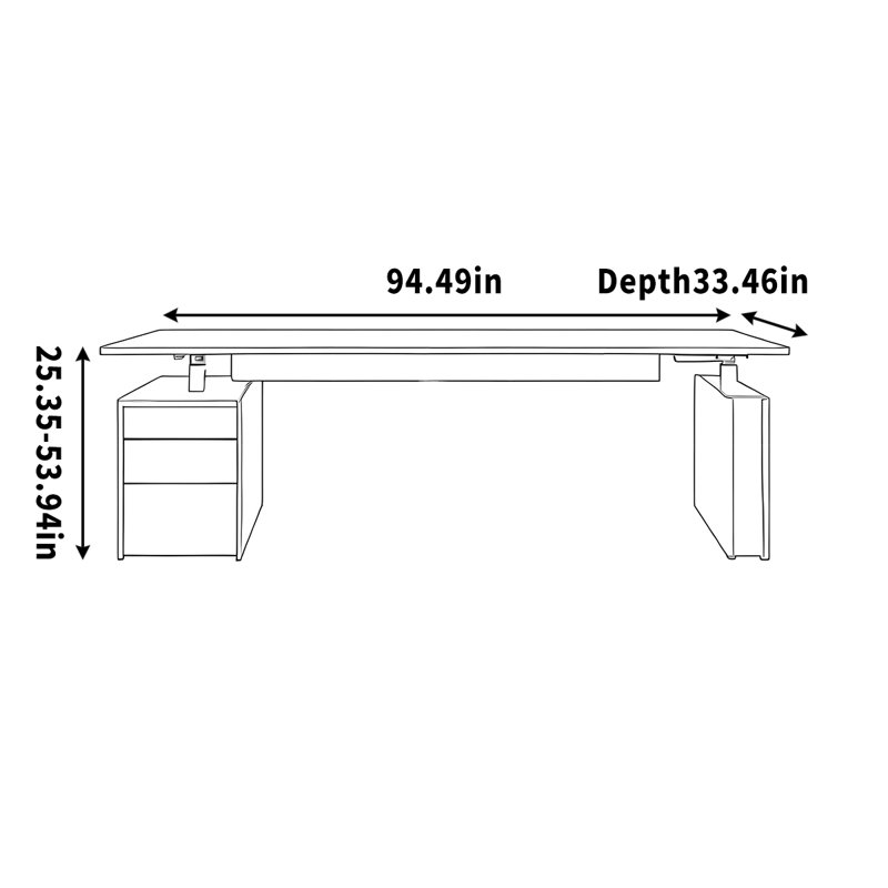 Blanchet Computer Desk, 53.94" H x 94.49" W x 33.46" D