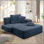 Luxueuse chaise longue en velours côtelé moelleux avec 3 coussins, canapé-lit convertible avec poche de rangement, conception sans cadre et mousse à compression pour les petits espaces, salon, appartement, bleu-2045143854
