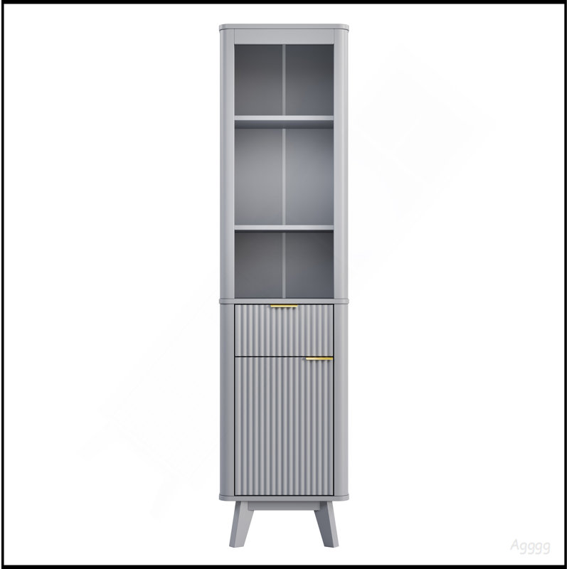 68" H Tall Bathroom Storage Cabinet With  Adjustable Shelves And One Drawer & Door, Storage Cabinet For Bathroom, Living Room, Entryway & Kitchen, Gray