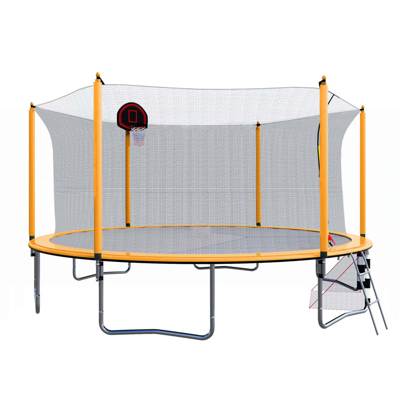 Trampoline polyvalent avec plusieurs accessoires pour un divertissement ultime, Noir / Orange