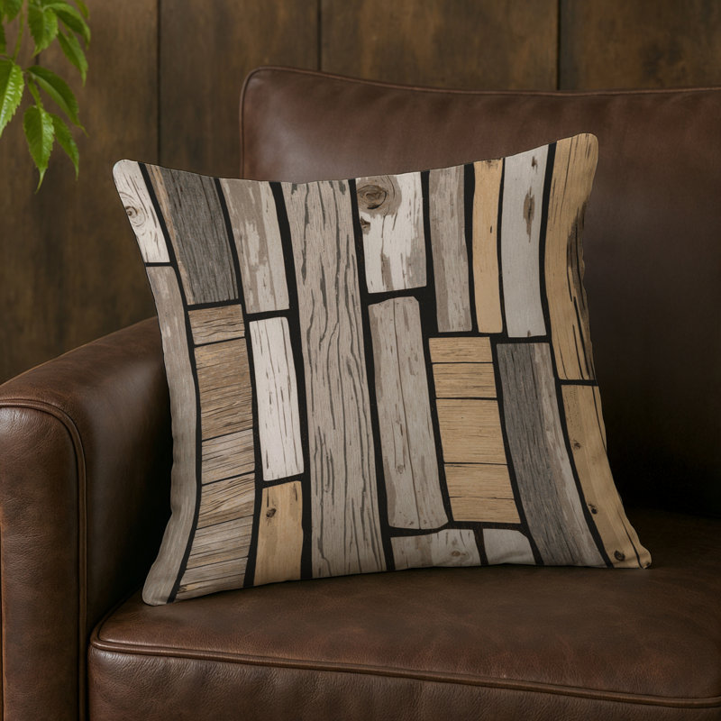 Coussin d'intérieur et d'extérieur, Carré 18 po, Bois de plage gris / Shiplap
