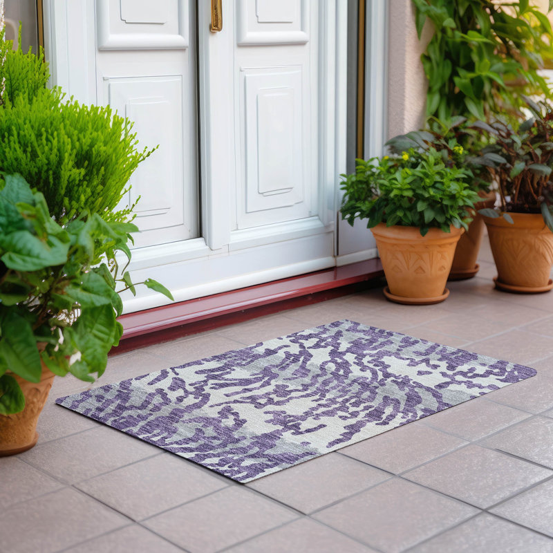  Malek Indoor/Outdoor Area Rug with Non-Slip Backing, Rectangle 1'8" x 2'6"